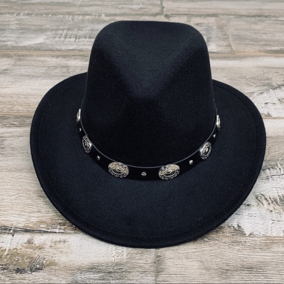 Black Belted Western embellished Cowboy Hat - Picture 3 of 5